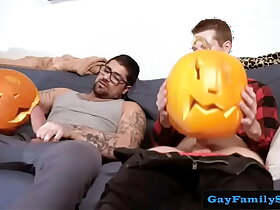 Servicing Daddy's beamy cock