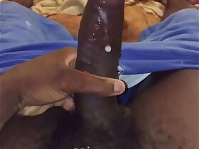 Horny black guy jerking