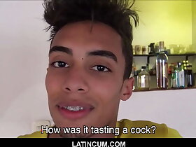 Amateur Latino Twink With Braces Paid To Have Threesome With Two Straight Guys