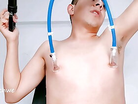 sucking my nipples with a pump