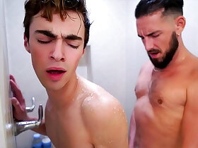 Derek Allen totally owns his own stepson Nick Floyd's cute little abscess butt! Stepdaddy eats up the boy's asshole and bangs him silly in the shower!