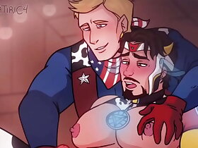 Iron man x Captain america - steve x tony gay milking masturbation ease up yaoi hentai