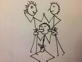 Short stickman animation of a young fit man giving team a few guys a blowjob fun stop motion cartoon by A55B4Nd1T