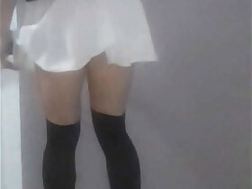 teen Liqa dress-up check Upskirt Pink Panties Stockings Skirt non nude