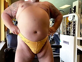 Muscle Bull Grandpa Cums onwards gym