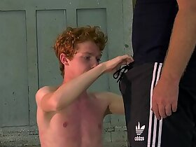 Gorgeous ginger sub tied up for BDSM fanatic off session