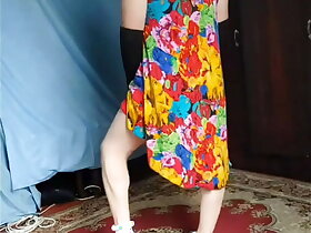 18 Youtube Model Crossdresserkitty Sexy Villager Housewife Dress Long Stockings White BBW Femboy Stripteasing At Stepsister