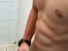 Hot lonely french guy masturbating in be passed on bathroom
