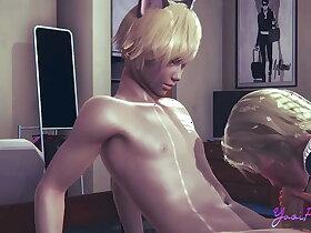 Yaoi Femboy Osuke -  Could this blonde femboy ride equal to a horse? - 3D anime manga