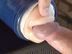 Playing with my new blowjob masturbator toy