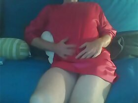 Crossdresser coming house late after party